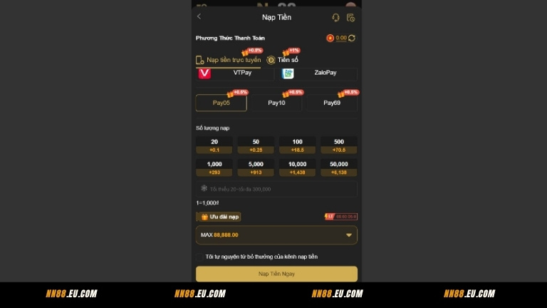 Nạp tiền NN88 qua quét mã ngân hàng