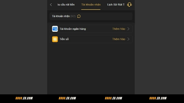 Thêm tài khoản nhận tiền